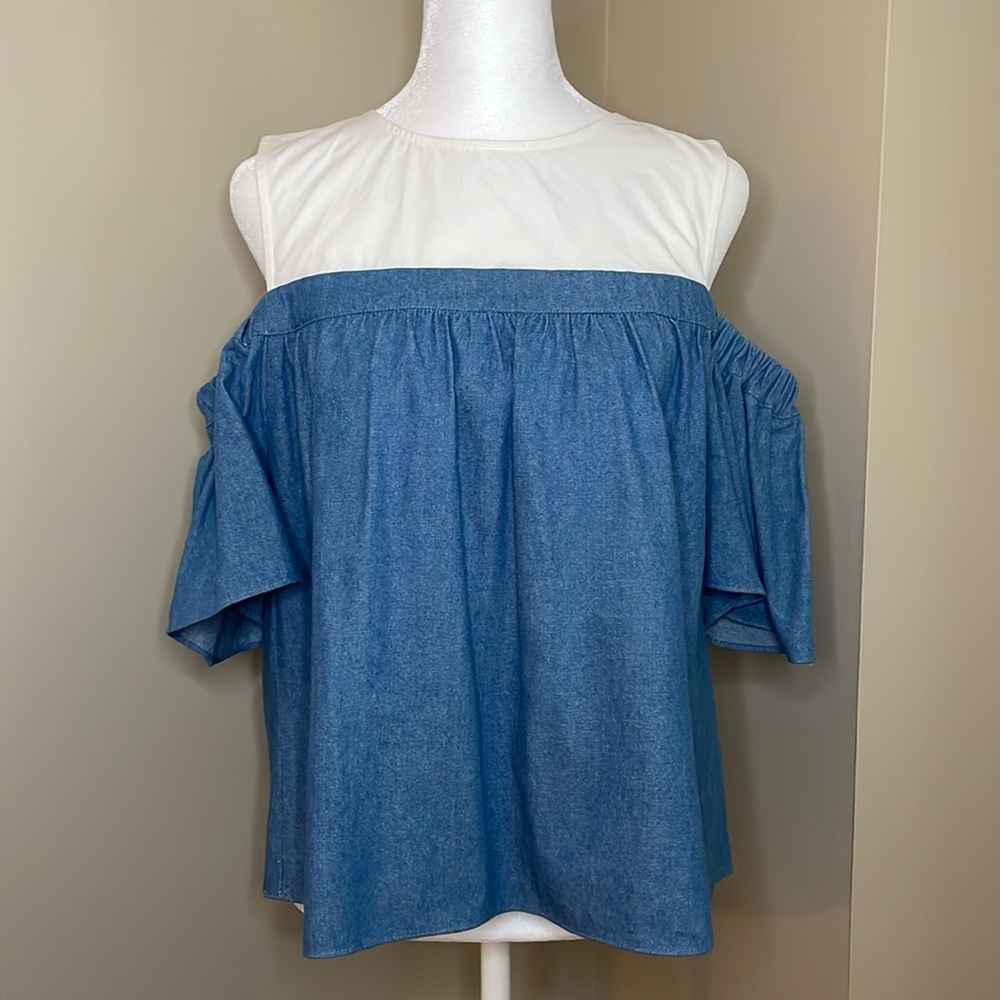 NWOT English Factory Denim Cold Shoulder Top
